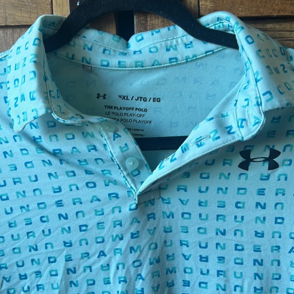 Under armor, teal polo size double extra large kids - Picture 2 of 3